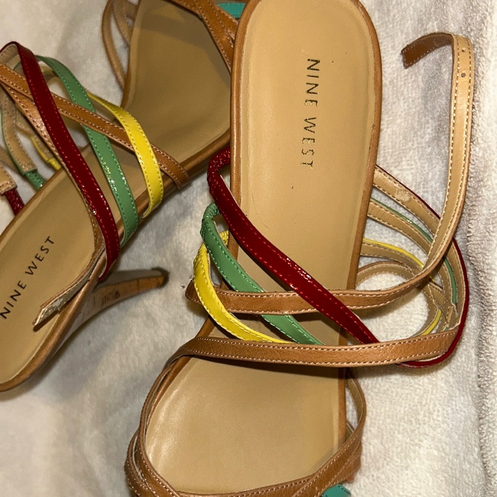 Nine West size 9M cork color with multi-colored stripes